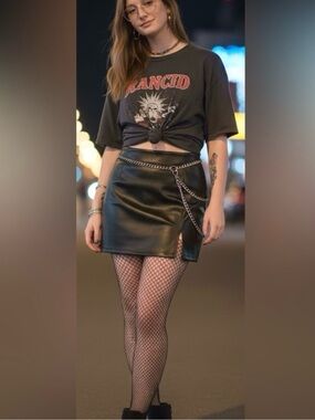 Black Faux Leather Mini Skirt